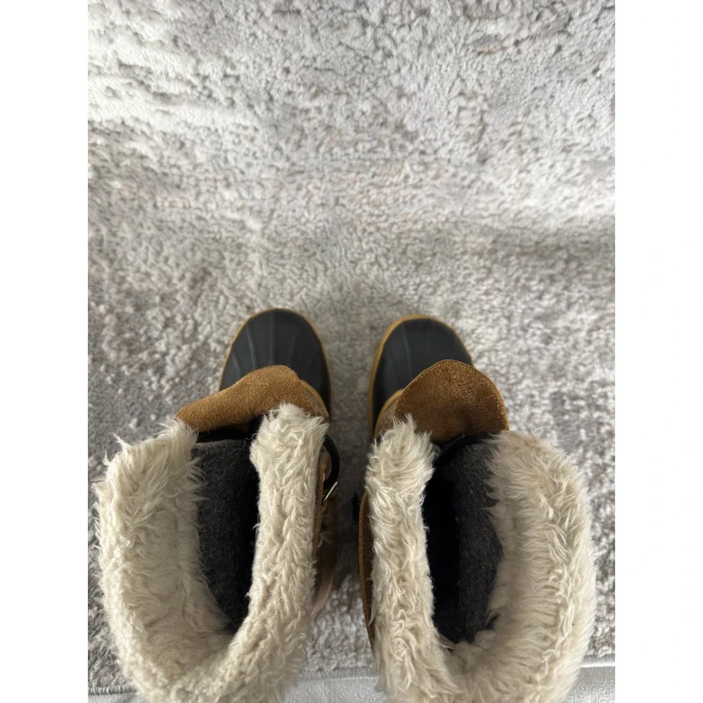Sorel Size 10 Caribou Winter Snow‎ Duck Boots Tan Black Mid Calf Womens